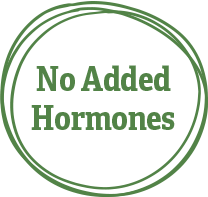 No Added Hormones in green circle